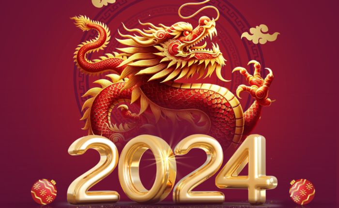 Chinese,New,Year,2024,Modern,Art,Design,Set,In,Red,